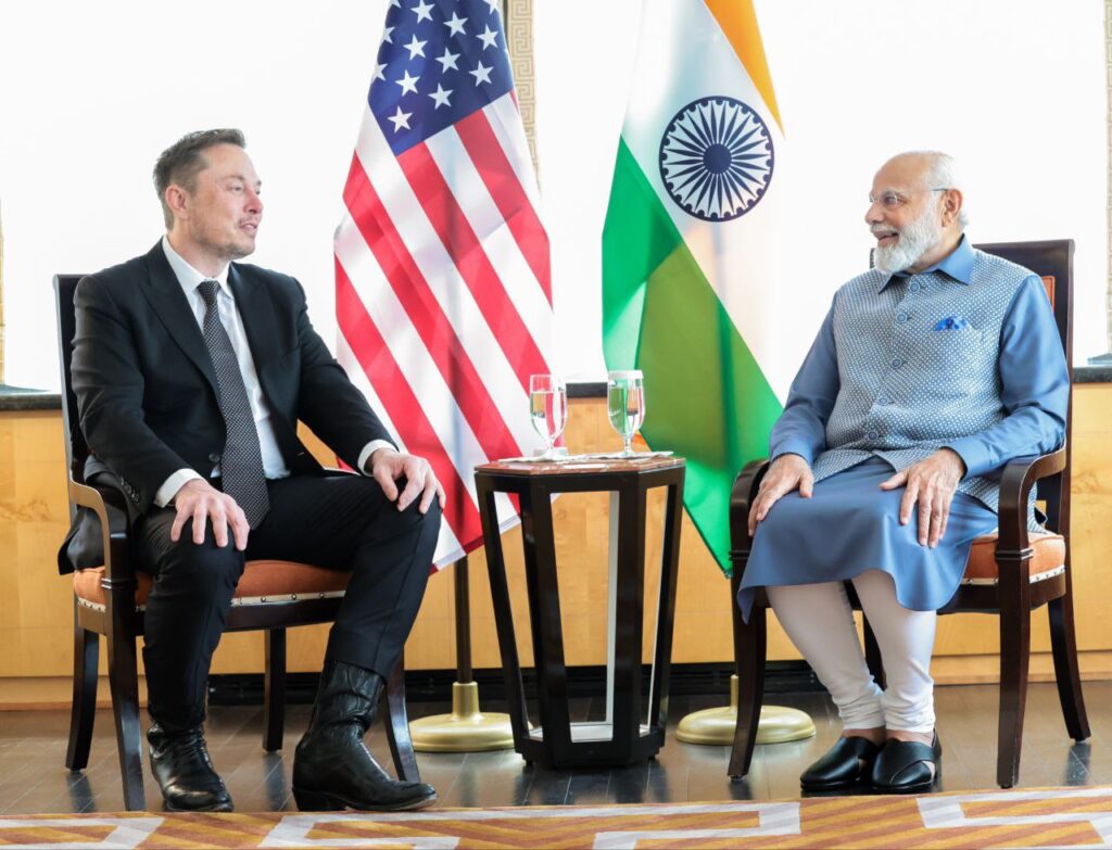 Elon musk meet to Narendra modi